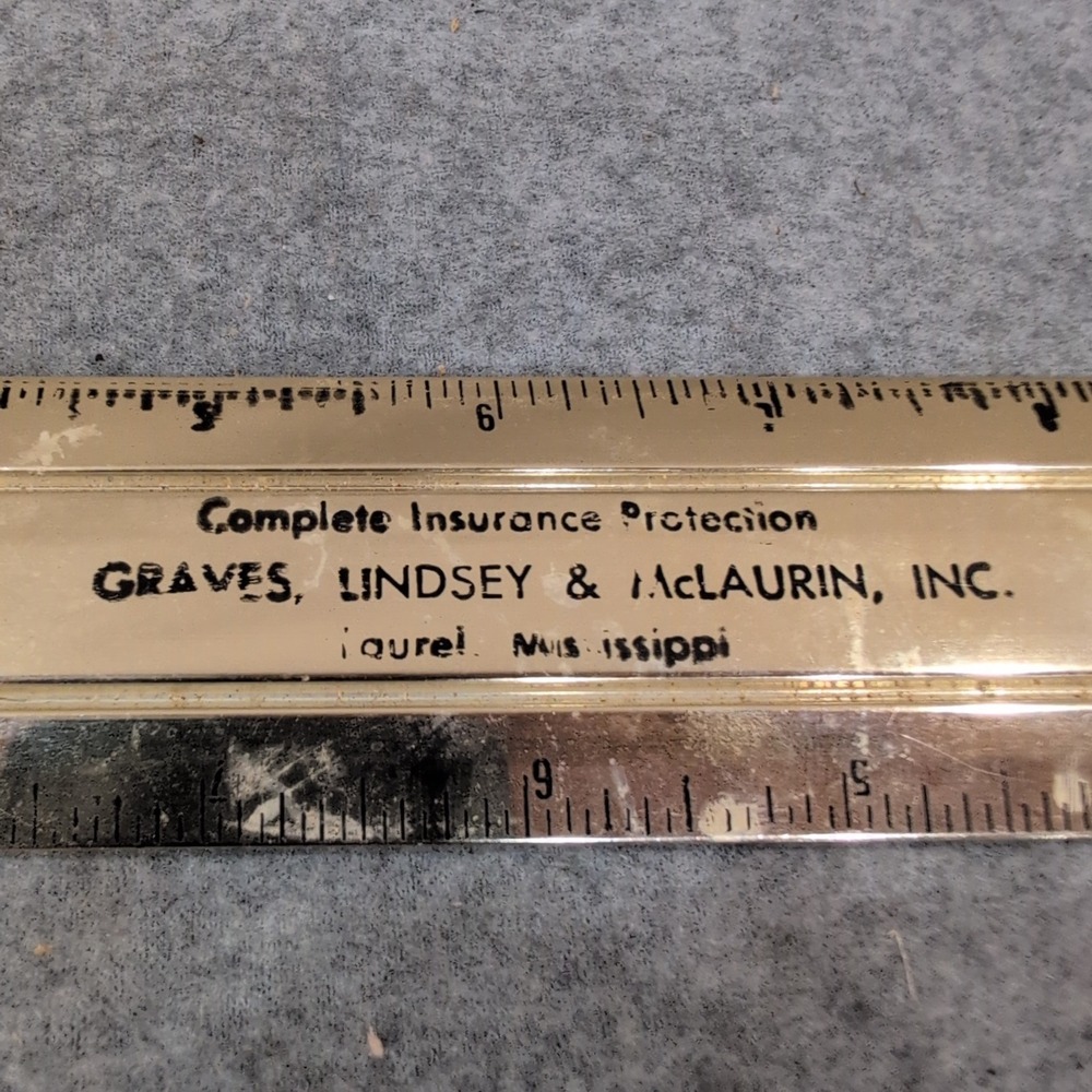 Vintage The Golden Measure 12 Inch Metal Ruler Graves Lindsey Laurel MS Gold - Picture 2 of 3